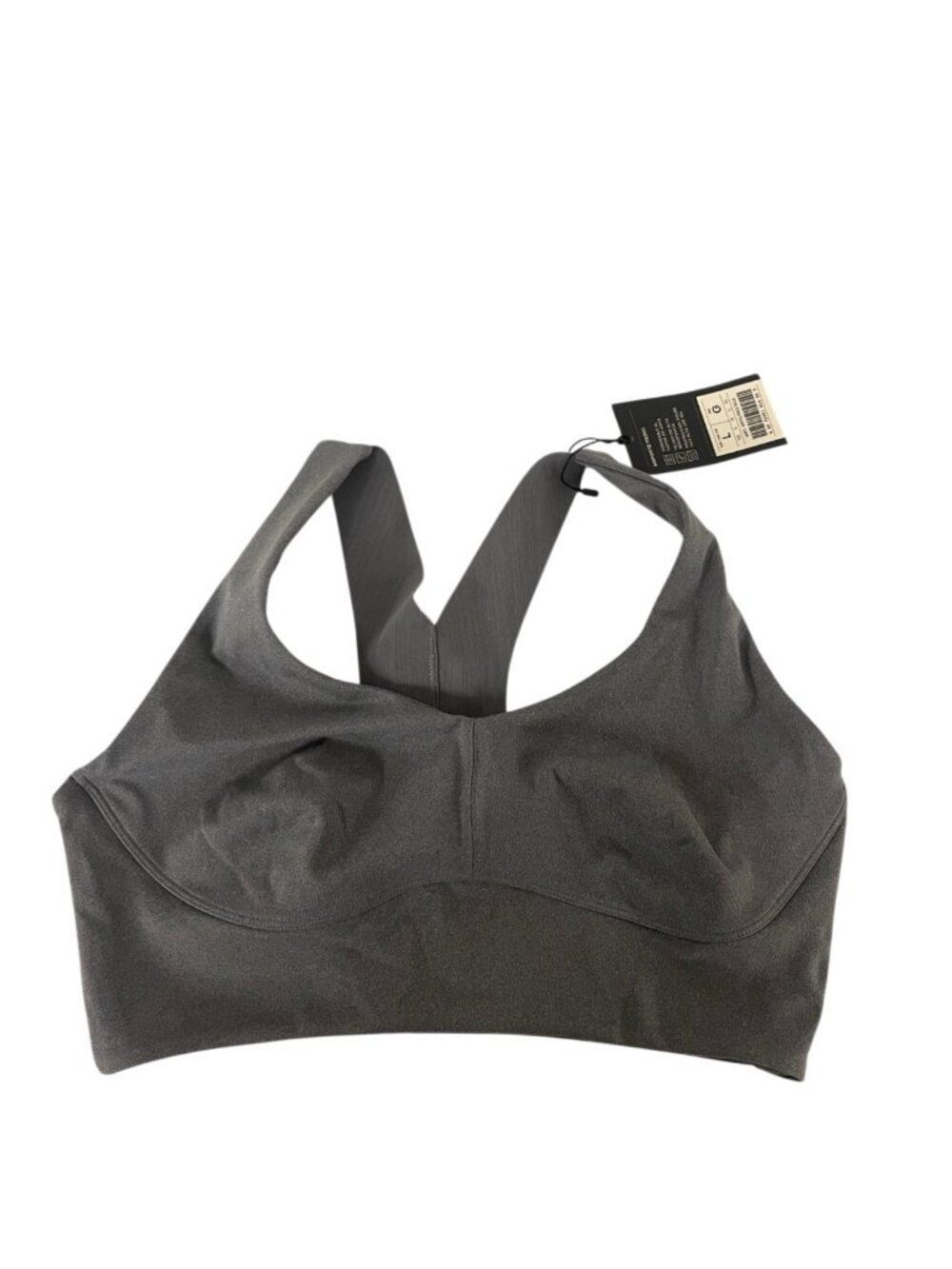 Oysho Womens Sports Bra Large Gray Compressive Stretch Racerback 8971/901 NWT